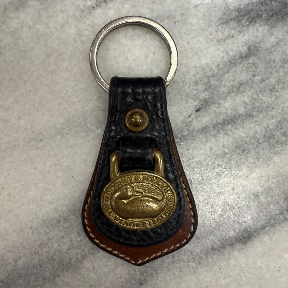 Dooney & Bourke Black and Brown Leather Keychain